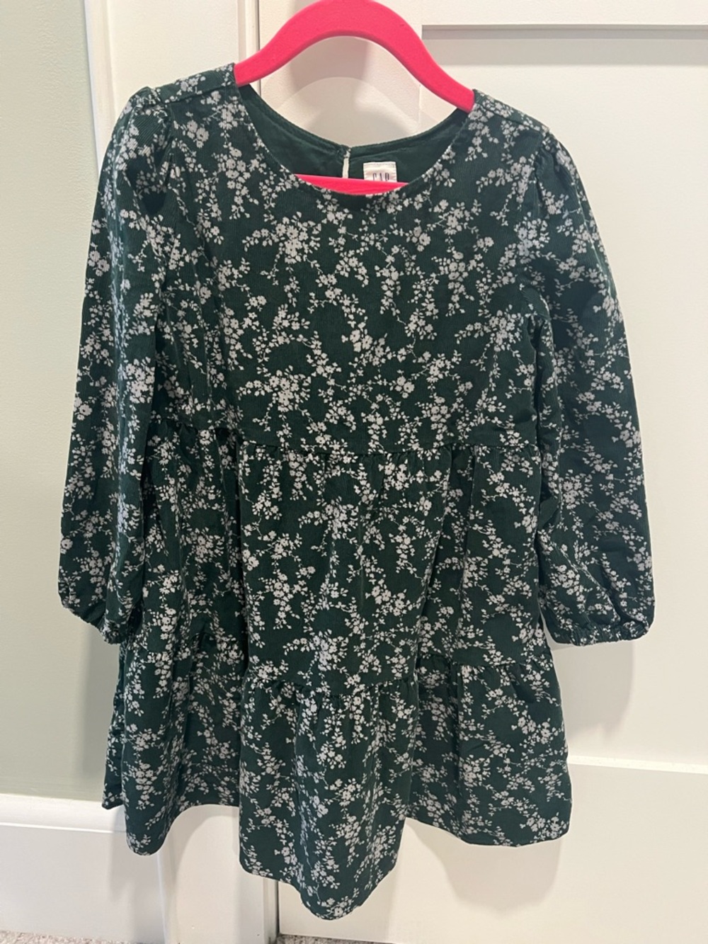 GAP Kids Green ditsy floral Smooth corduroy dress